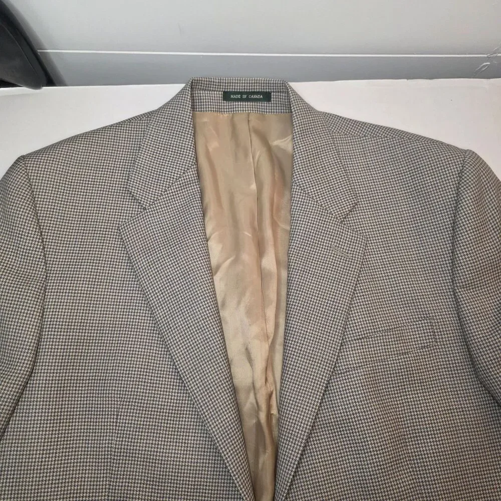 Lauren Ralph Lauren Sport Coat Men’s 42L Tan Glen Plaid Silk Wool Blazer
